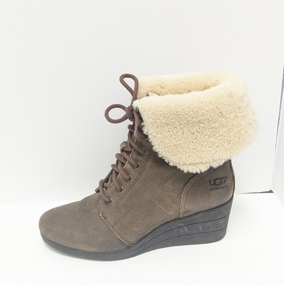 UGG Waterproof Leather Wedge Boots - Picture 9 of 16